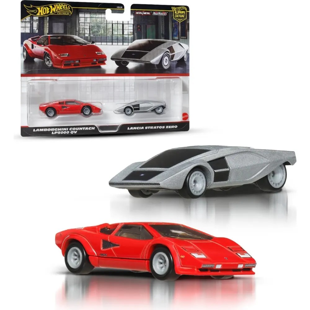 Hot Wheels Premium Lamborghini Countach & Lancia Stratos 2-Car Set Imported