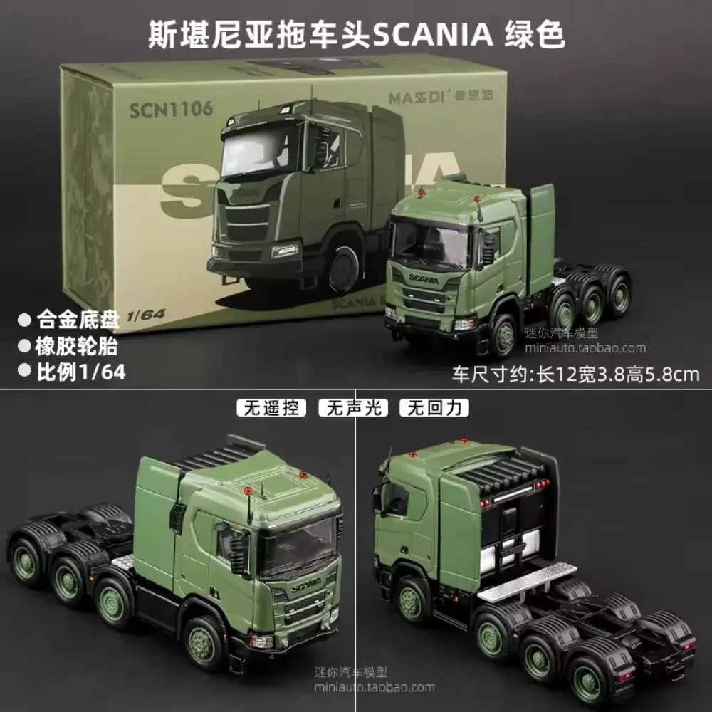 Massdi 1:64 Scania R650 Green Diecast Truck