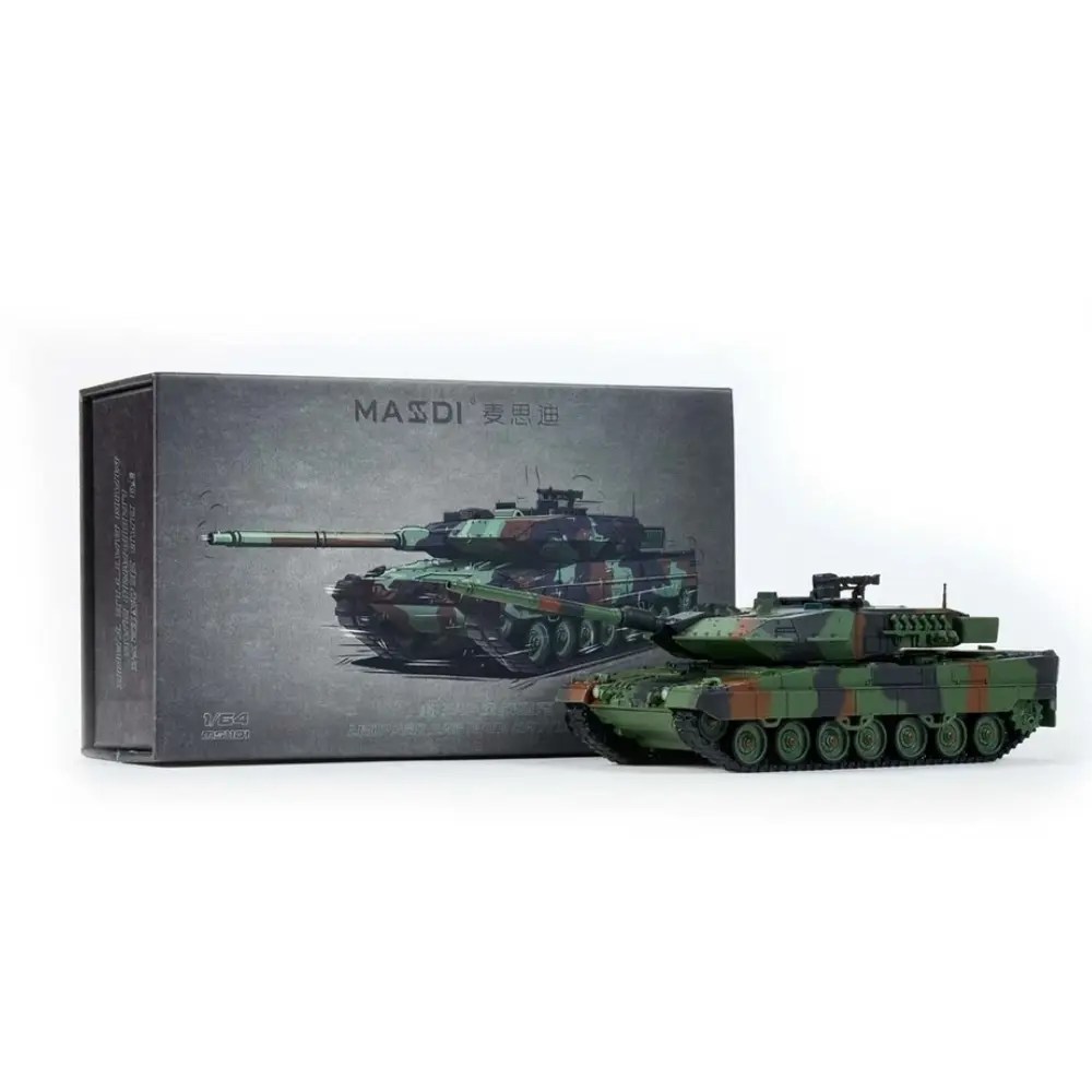 MASDI 1/64 Leopard 2A6 Tank Die-Cast Model 🔹 Highlights (Key Points): Premium 1/64 scale die-cast military model Detailed Leopard 2A6 battle tank design Realistic camouflage paint finish High-quality metal body with plastic parts Perfect for collectors & military enthusiasts Compact size – ideal for display or gifting Comes with original MASDI box packaging 🔹 Product Details: Brand: MASDI Model: Leopard 2A6 Main Battle Tank Scale: 1/64 Material: Die-cast metal + plastic parts Color: Military camouflage (green/brown mix) Condition: Brand new with box Category: Military Die-cast Model 🔹 Description: Experience the power of modern military engineering with this MASDI 1/64 Leopard 2A6 Main Battle Tank model. Designed with high precision, this die-cast model features realistic detailing, authentic camouflage finish, and a sturdy metal build that makes it stand out in any collection. Perfect for collectors, hobbyists, or as a unique gift, this miniature tank captures the essence of the real Leopard 2A6 in a compact and display-friendly size. Whether you are building a military collection or looking for something different from regular cars, this model is a must-have.