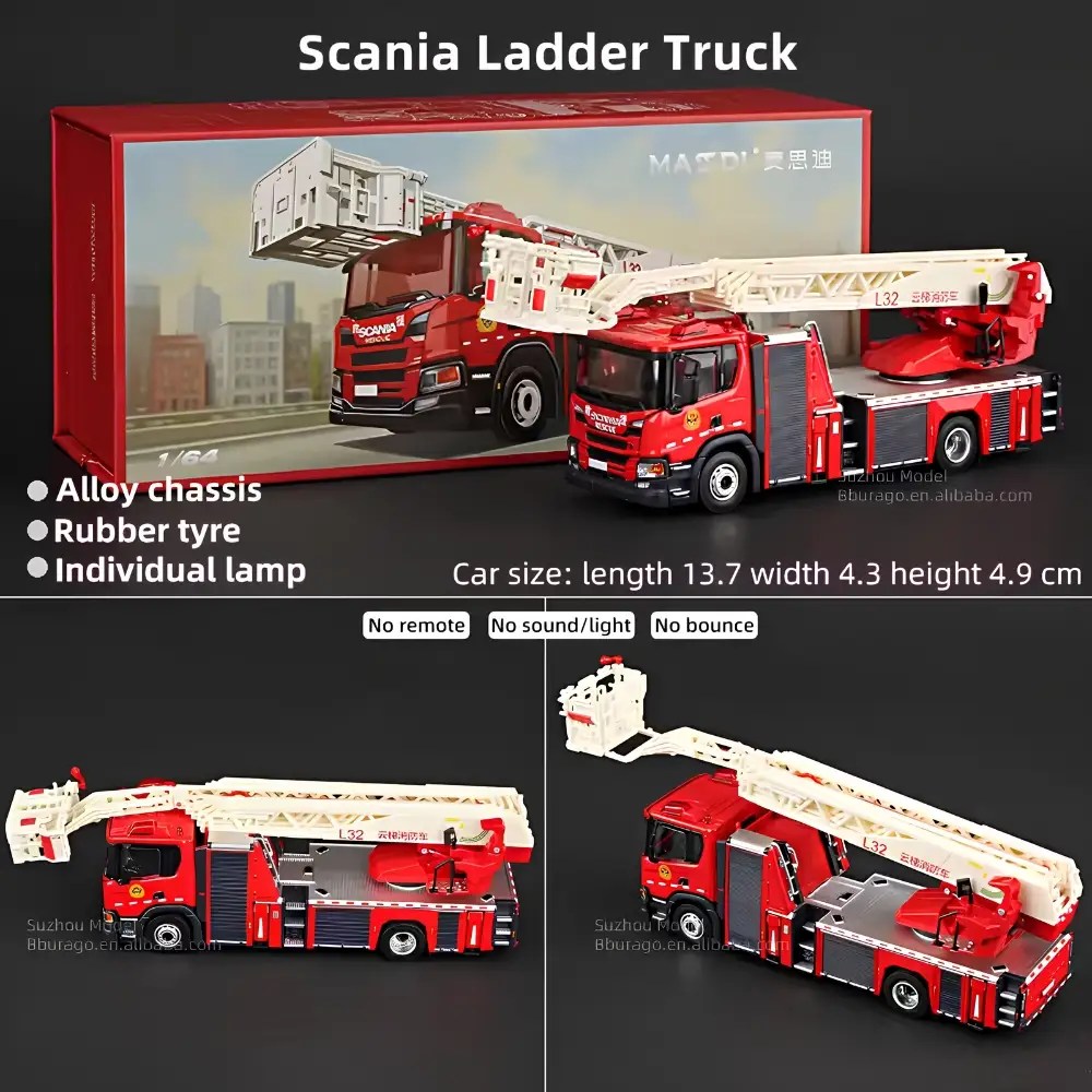 MASDI 1:64 Scania Ladder Fire Truck