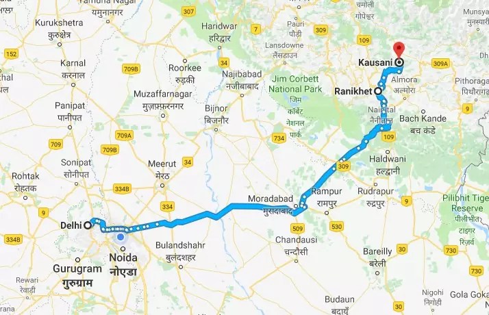 Plan A Summer Weekend Getaway To Kausani Growing With Nemit Route Map.