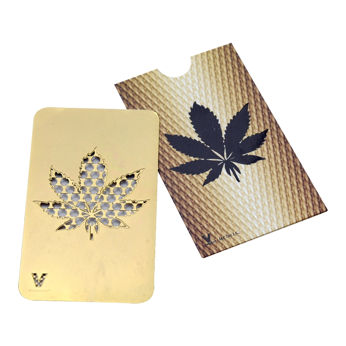 V Syndicate Grinder Card - Feuille de chanvre (Gold)
