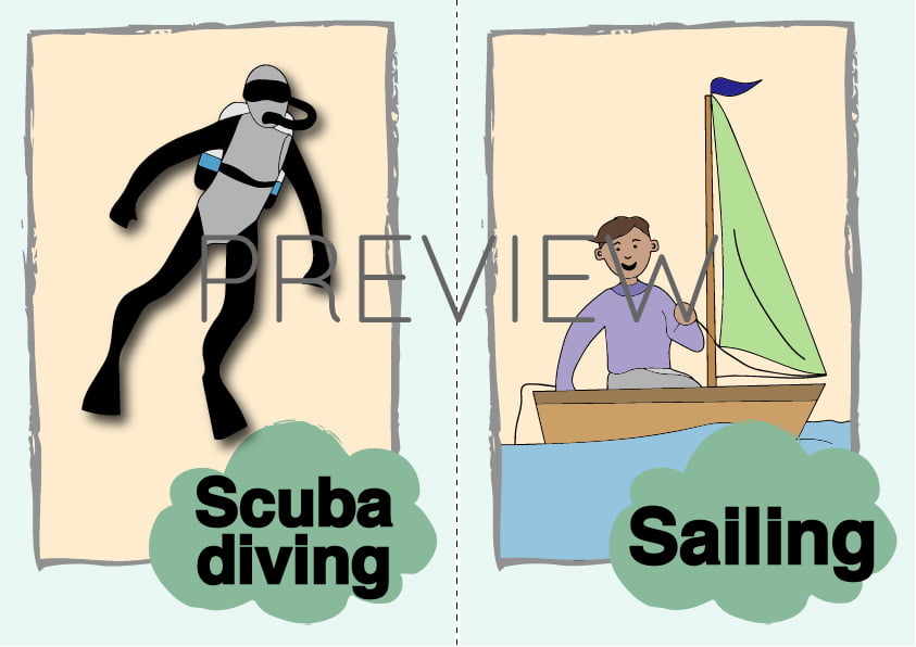 Scuba diving and sailing flashcard