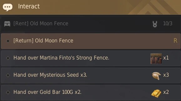 Finto's strong fence via quest