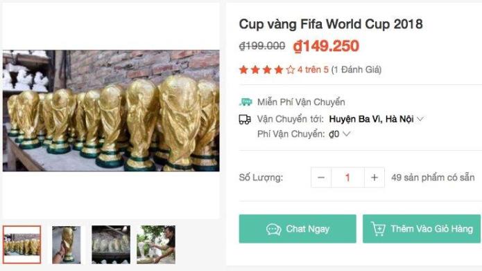 Cup vang FIFA World Cup 2018 duoc rao tren mang gia 150 ngan tai Viet Nam