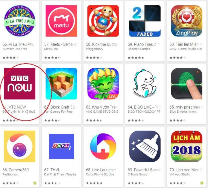 VOV VTC mua bản quyền ASIAD 2018, ứng dụng VTC Now thăng hạng chóng mặt trên App Store, Google Play