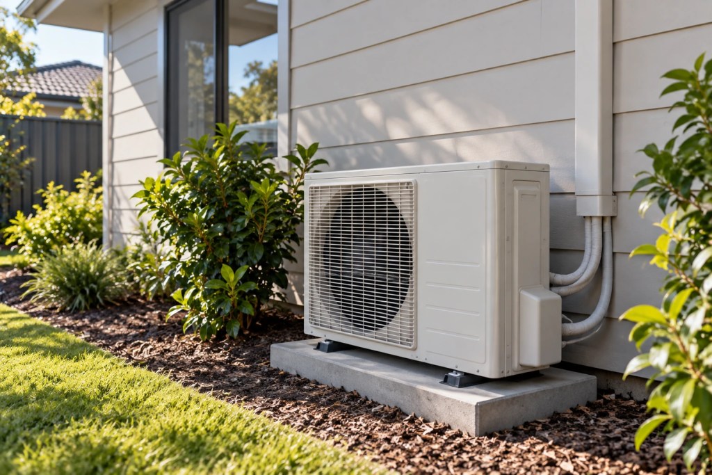 Outdoor split system installed with clear airflow space