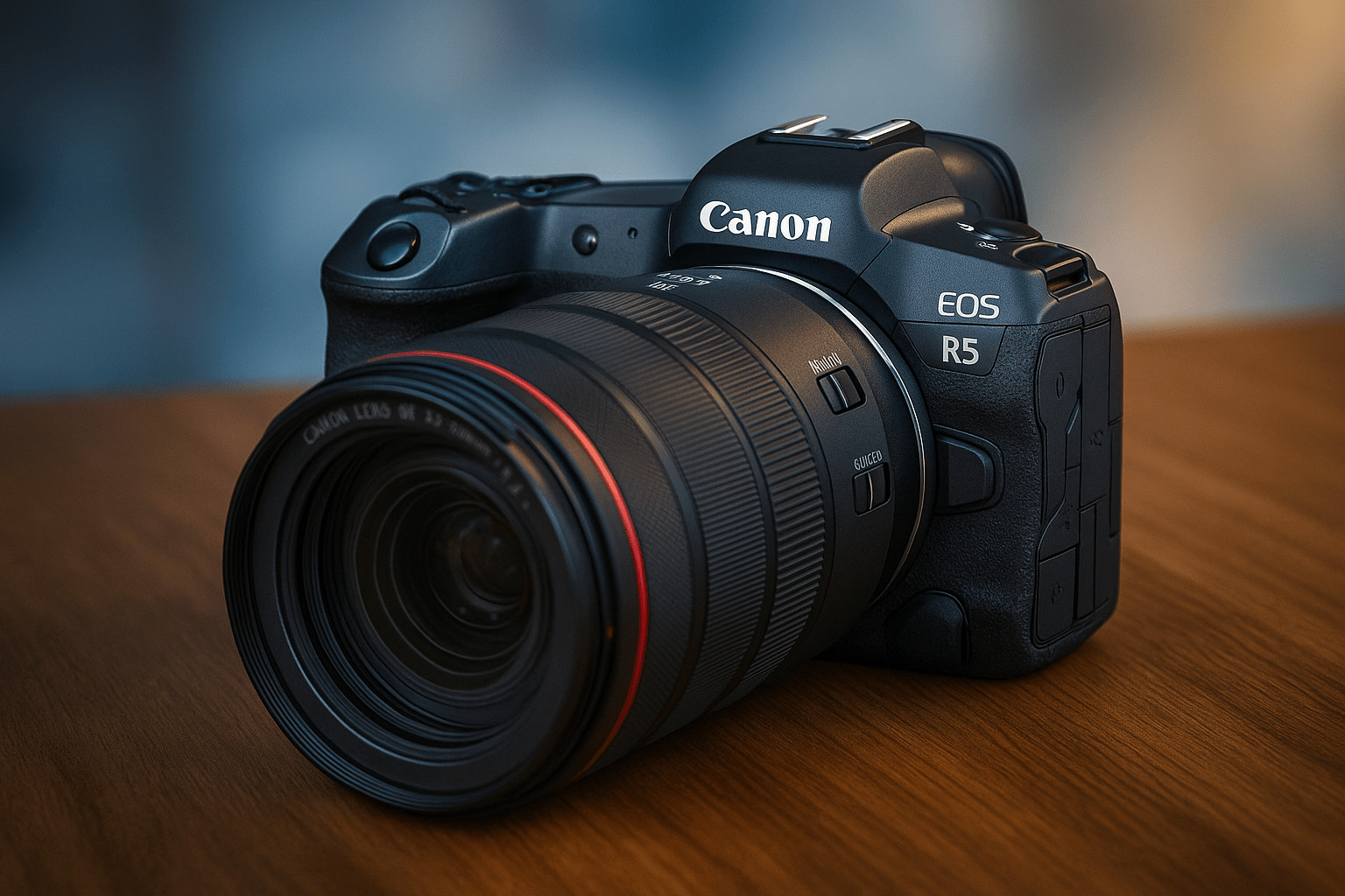 الجانب الأيسر لكاميرا Canon EOS R5 يعرض منافذ الاتصال والمقبس متعدد الاستخدامات