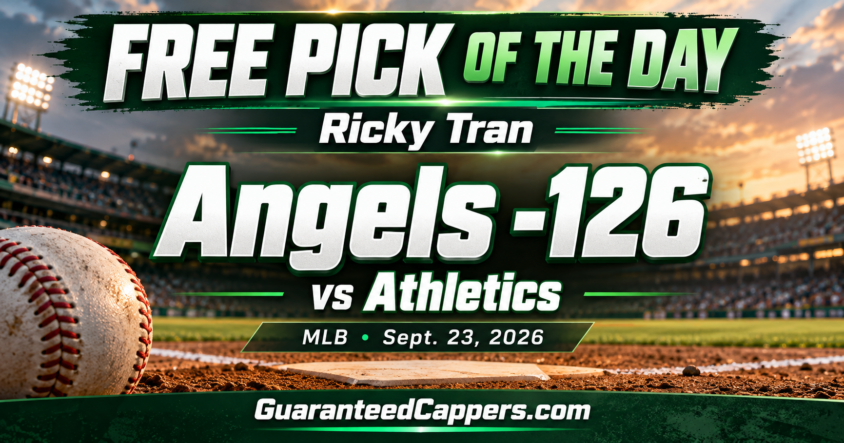 Ricky Tran free MLB pick Angels -126 vs Athletics September 23 2026