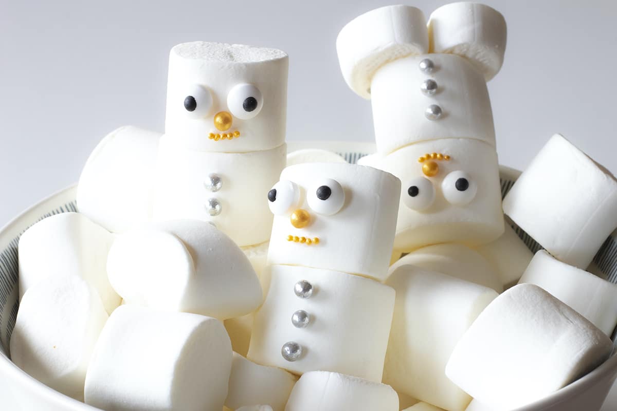 atividade inverno crianças boneco de neve de marshmallows