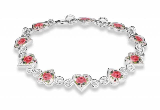 Helarmbånd i Sølv, Hjerter med Rosemotiv
