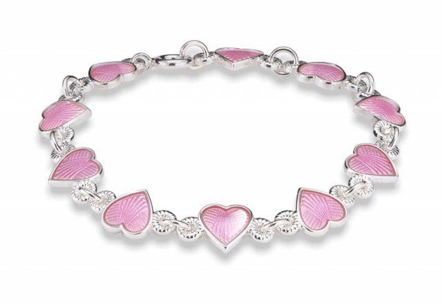Helarmbånd i Sølv, Rosa Hjerter