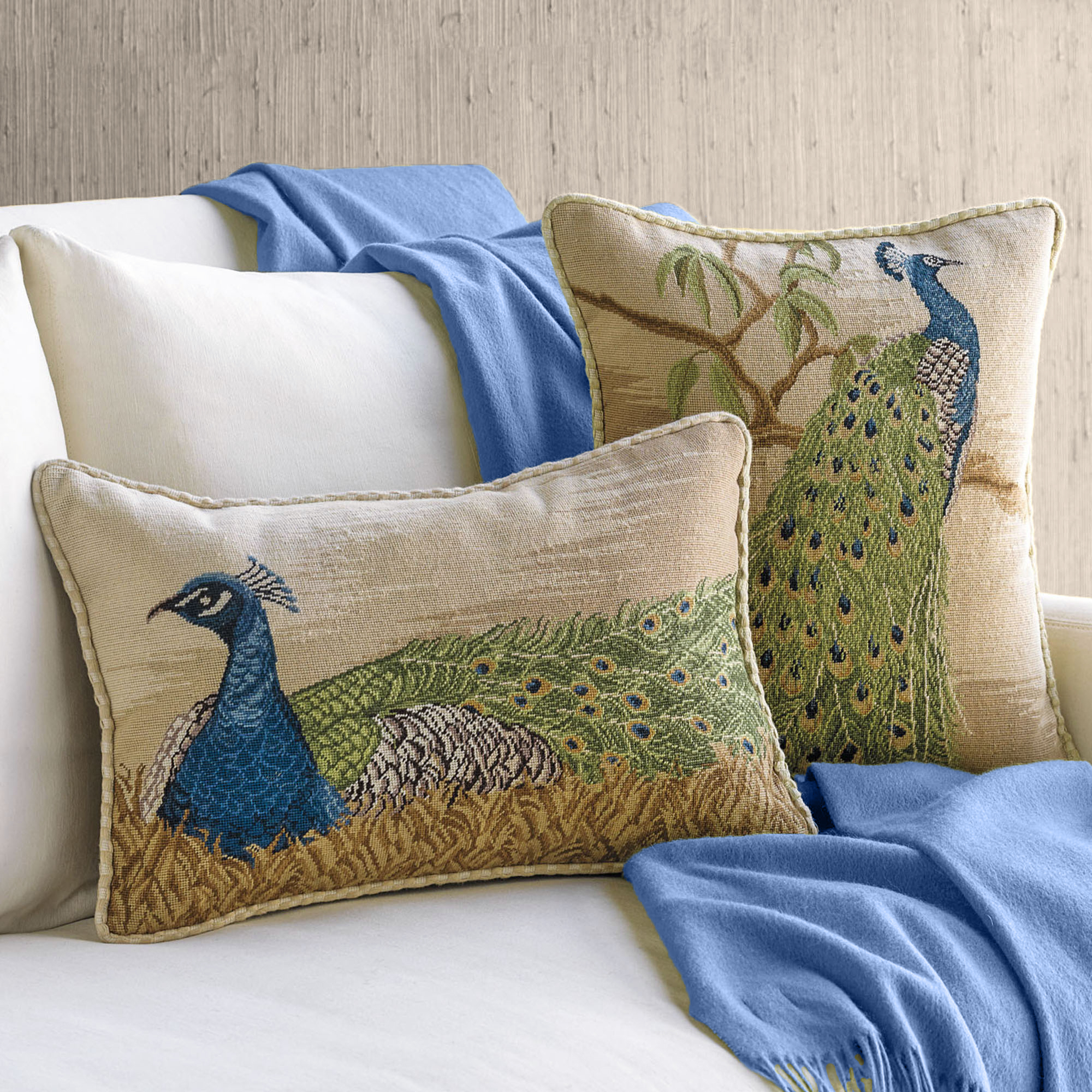 We include products we think are useful for our readers. Needlepoint Peacock Pillows | Gump's
