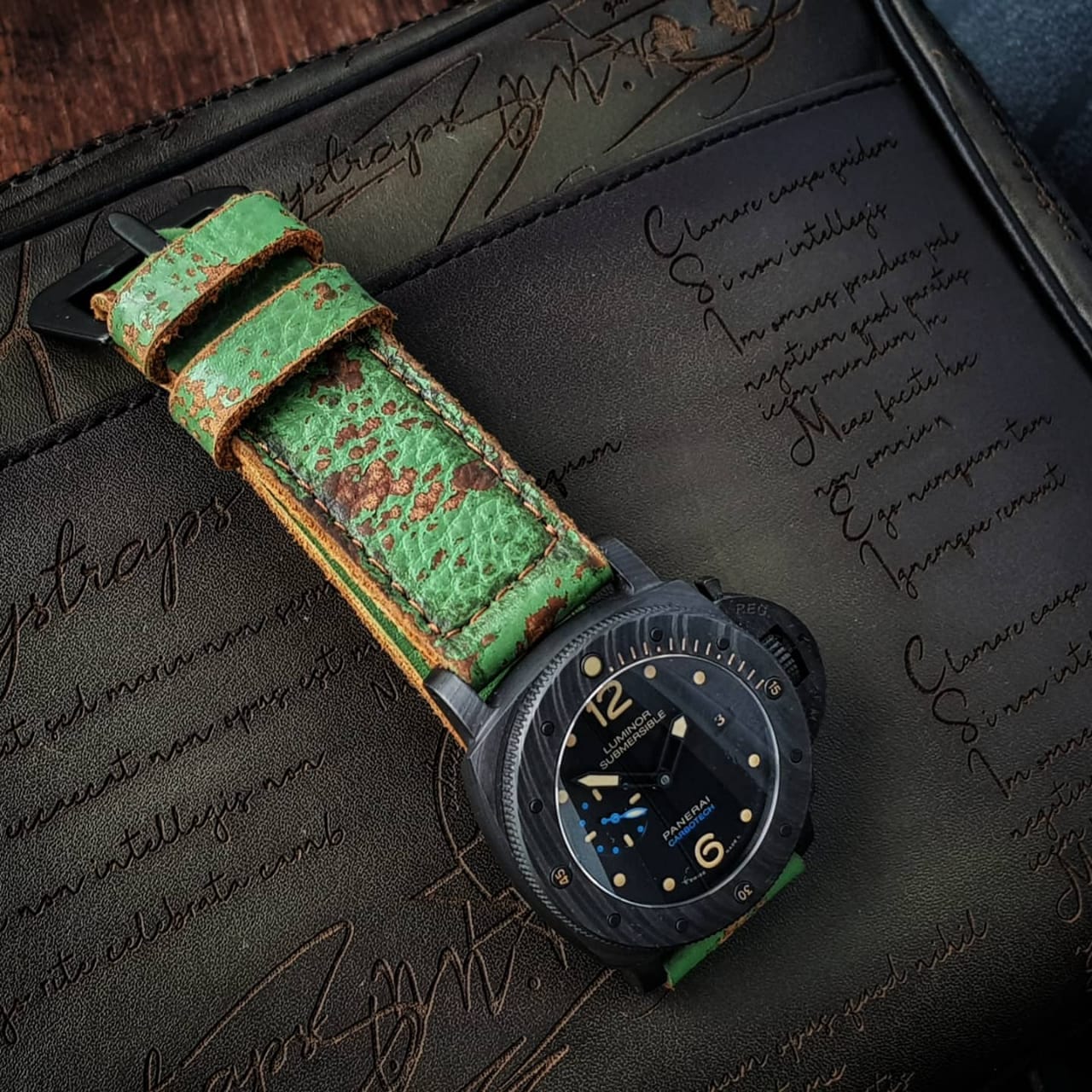 Panerai Leather Strap - Green Coral - Gunny Straps