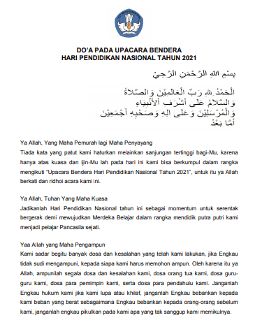teks doa acara formal hindu. Naskah Doa Upacara Peringatan Hari Pendidikan Nasional Hardiknas 2021