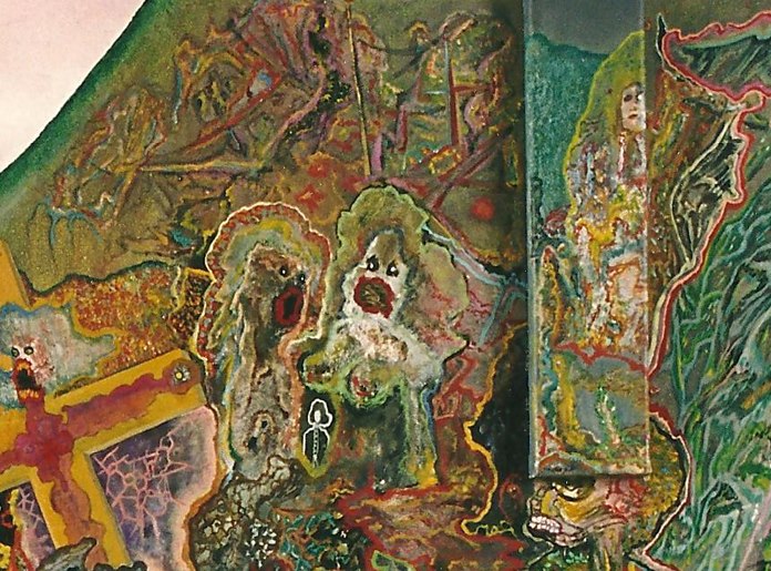 (Detail.) “Políptico sin Dios” (“Polyptych without God”, 1998).