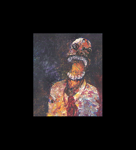 “Laugh of a Frustrated Man” (2011). Oil on paper. 6 x 5 cm.