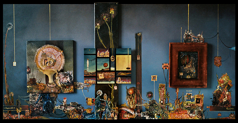 Tragedia Celeste (Celestial Tragedy, 2003-2006) · Oil, fire and mixed media on canvas · 100 x 200 cm