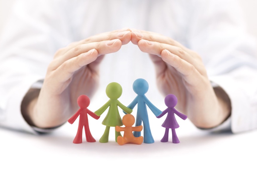 Caring hands with family