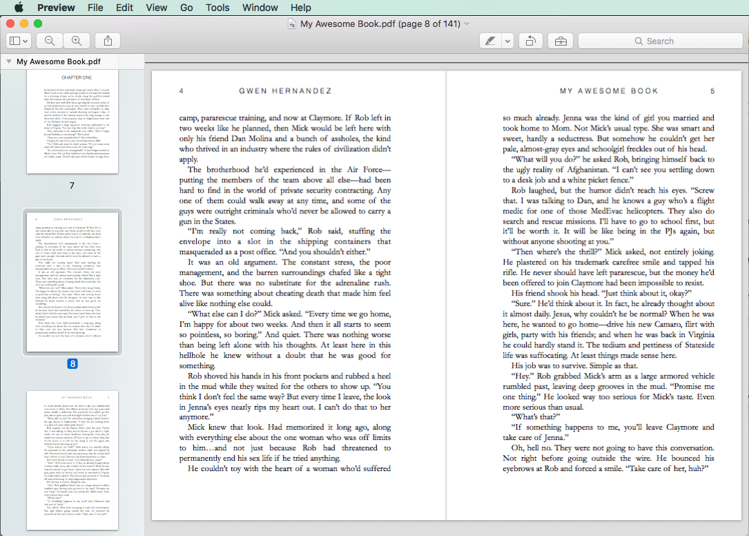 sample PDF pages right and left pages with headers