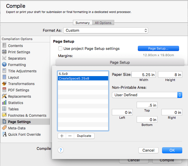 Creating a custom paper size