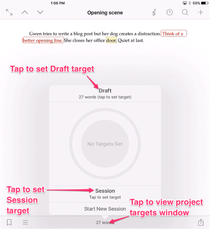 project targets window