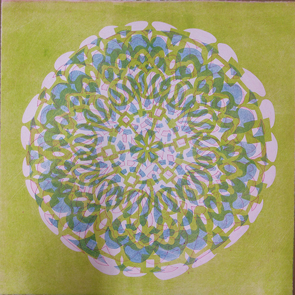 06JUNE2013 Stenciled mandala - monotype print