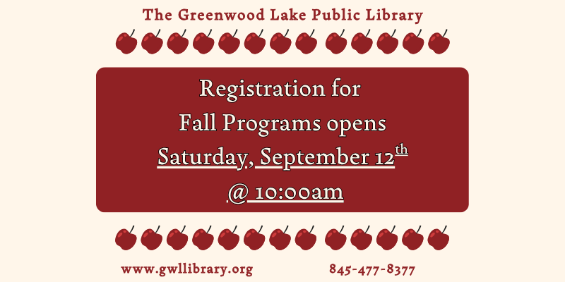 Registration for all fall 2026 programs opens on Saturday, September 12th at 10:00am.