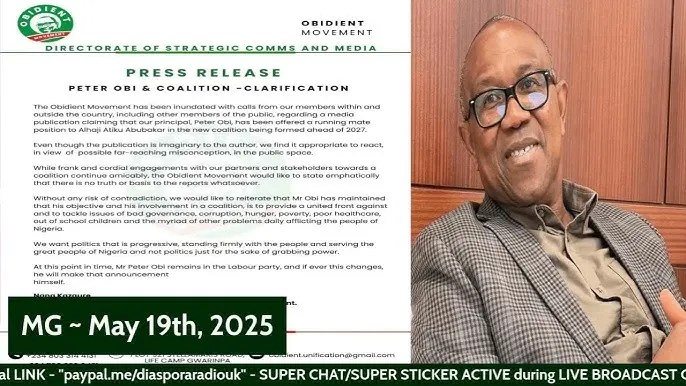 Obidients Affirm Peter Obi Avoids Personal Attacks, Focuses on Issue-Based Leadership