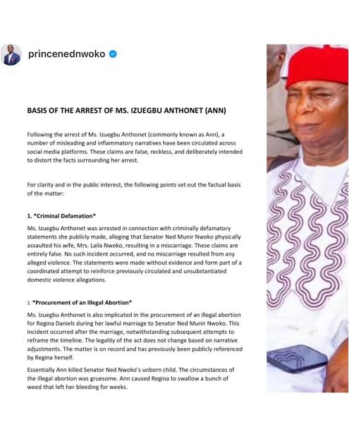 Ned Nwoko Explains Why Regina Daniels’ Best Friend Ann Was Arrested