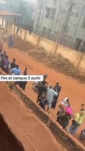 Terrifying Moment Edo Students Jumped From Two-Storey Building to Escape Massive Fire Outbreak