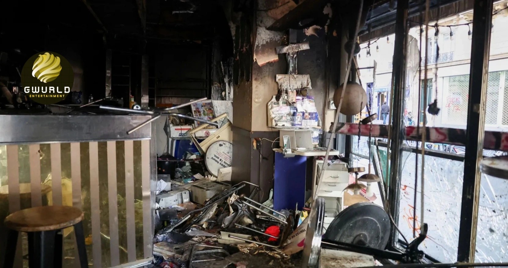 Paris Protests and Looting Leave Burnt-Out Cars and Shattered Glass Across Streets