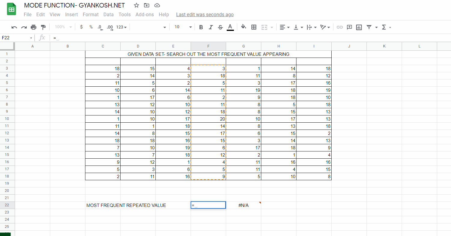 How to use mode function in google sheets with examples