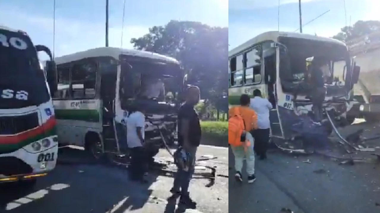 Choque entre bus y carro de basura en vía Barbosa-Girardota dejó nueve heridos: hay niños