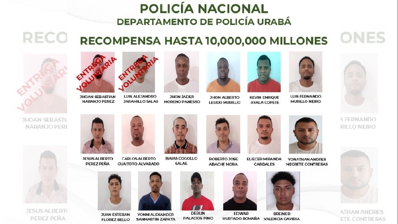 De los 18 detenidos que se fugaron en Apartadó, dos se han entregado; las autoridades ofrecen recompensa por los demás
