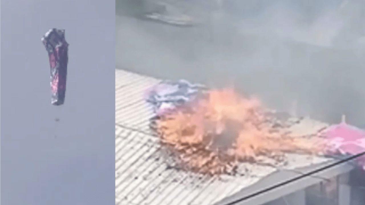 ¡Muy bonitos pero son un peligro! Globo con pólvora provocó incendio en unidad residencial de Itagüí