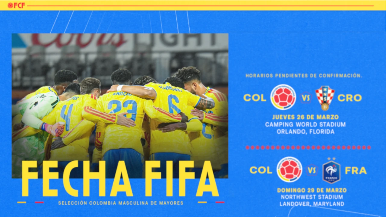 Colombia medirá fuerzas ante Croacia y Francia en Estados Unidos en dos partidos clave de la fecha FIFA