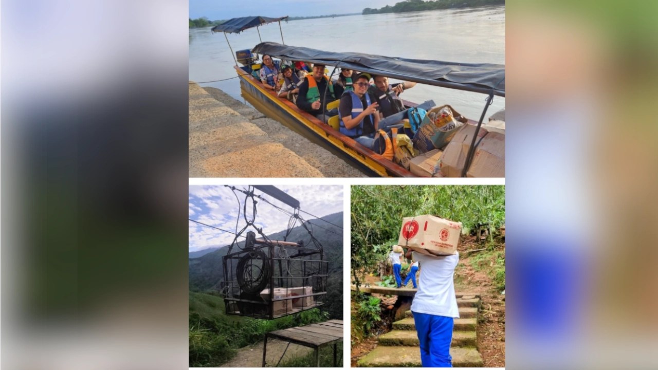 En lancha, mula y tarabita entregaron 14.200 kits escolares a niños de Antioquia