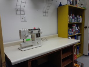 The dawn of a new sewing area. Sure beats my Hello Kitty Janome.