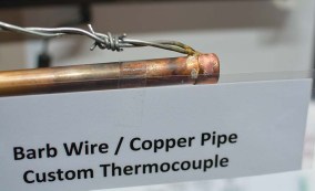 Barbed wire copper pipe thermocouple. Those are just brazed together.