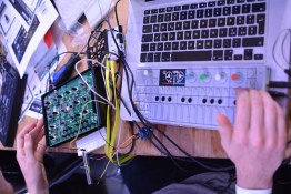 OP-1 synth with a Moog