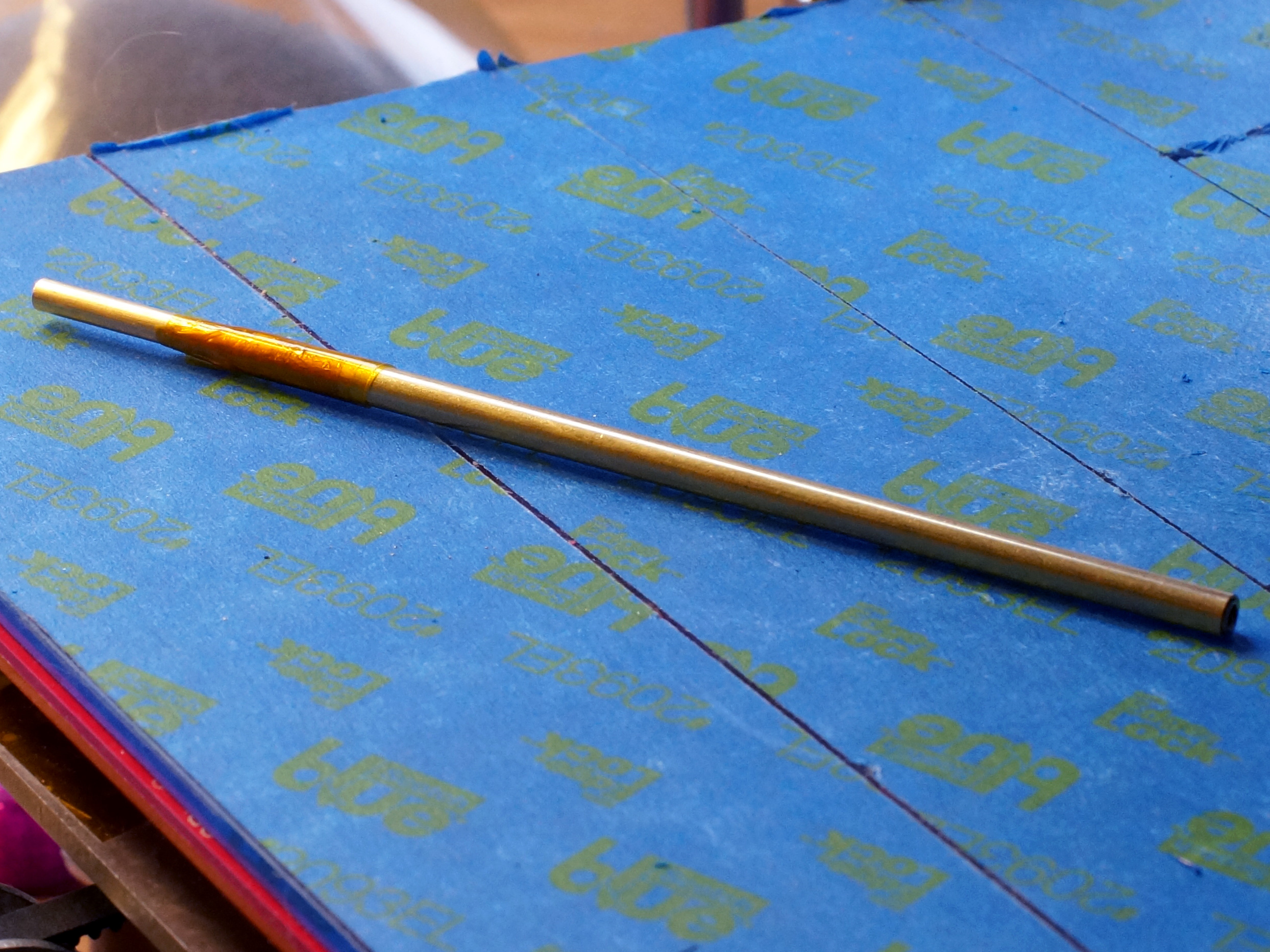 Use kapton tape to hold the inner tube during brazing