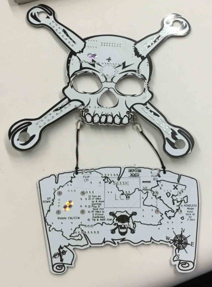 The wearable quadcopter badge with a 'map' controller