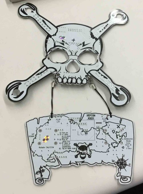 The wearable quadcopter badge with a 'map' controller