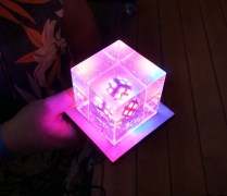 The LED/resin cube in all its glory.