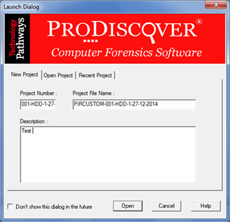 forensics case number & project file name