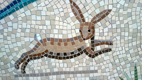 A rabbit portrayed in the mosaic in Hackney