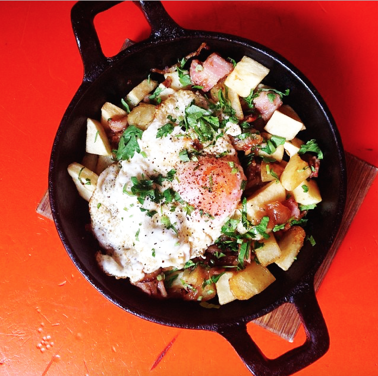 Grotzle with fried egg brunch Credit: White Rabbit