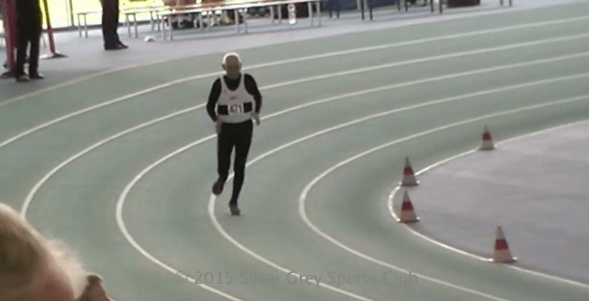 Still from the video of Dr Charles Eugster running