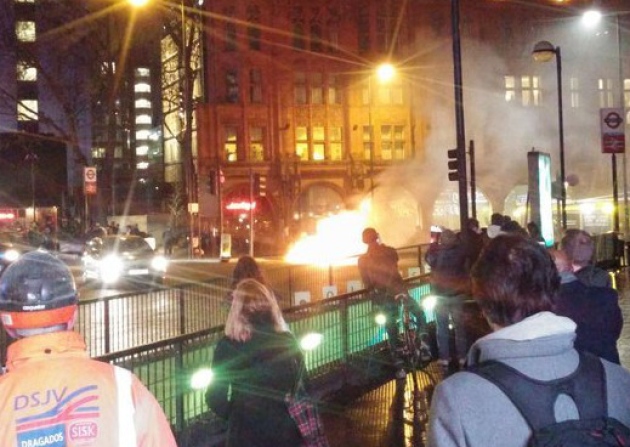 Car bursts into flames at Old Street roundabout